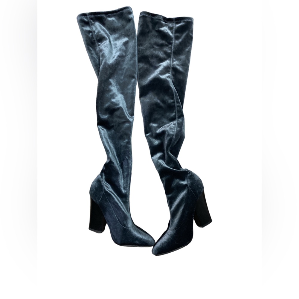Zara Velvet Over The Knee High Heel Boots